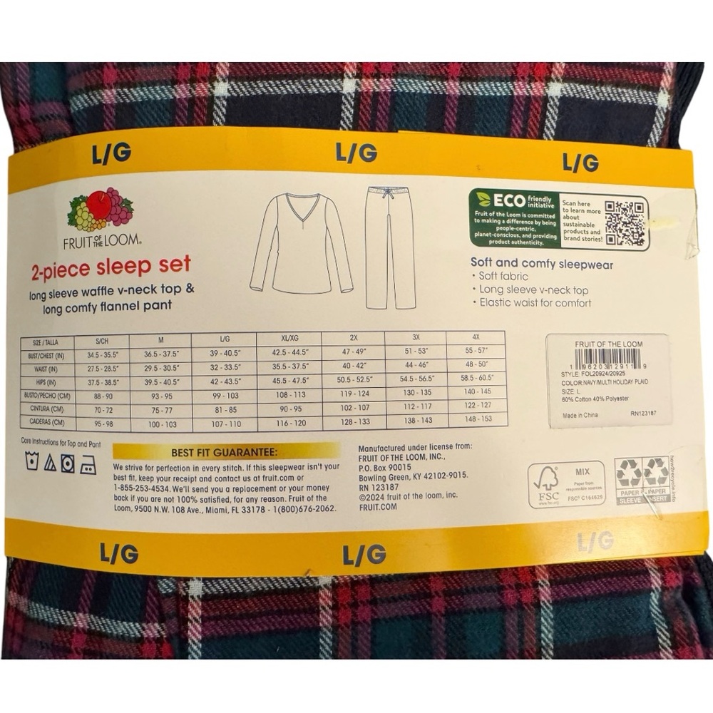 NWT Fruit of the Loom Women’s beyondsoft 2-piece Sleep Set - Size L - Picture 8 of 8